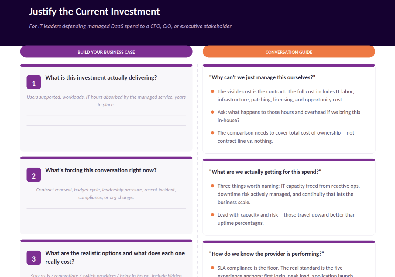 DaaS Business Case Worksheet