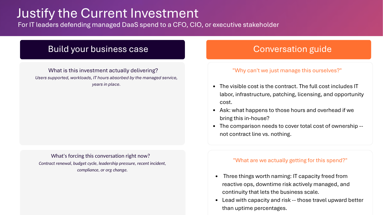 DaaS Business Case Worksheet